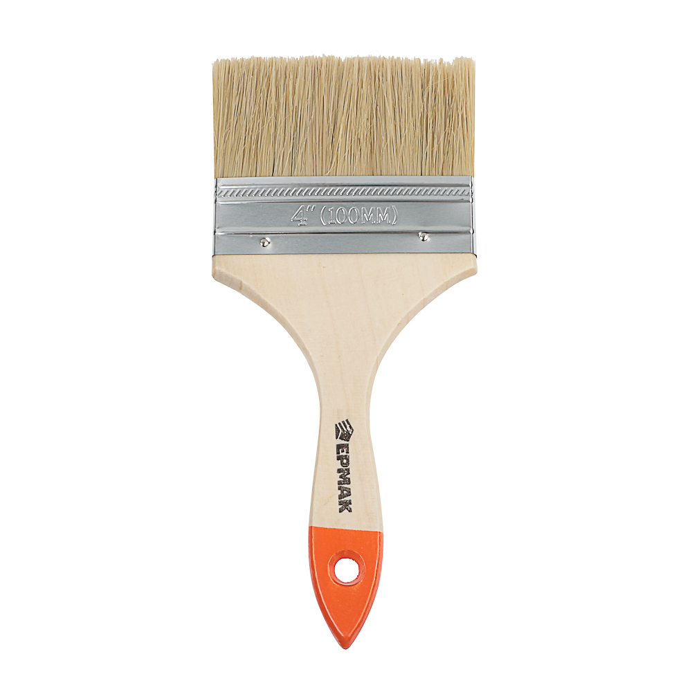 ЕРМАК Кисть малярная плоская "Стандарт" нат. щетина 4" (100мм) - #3