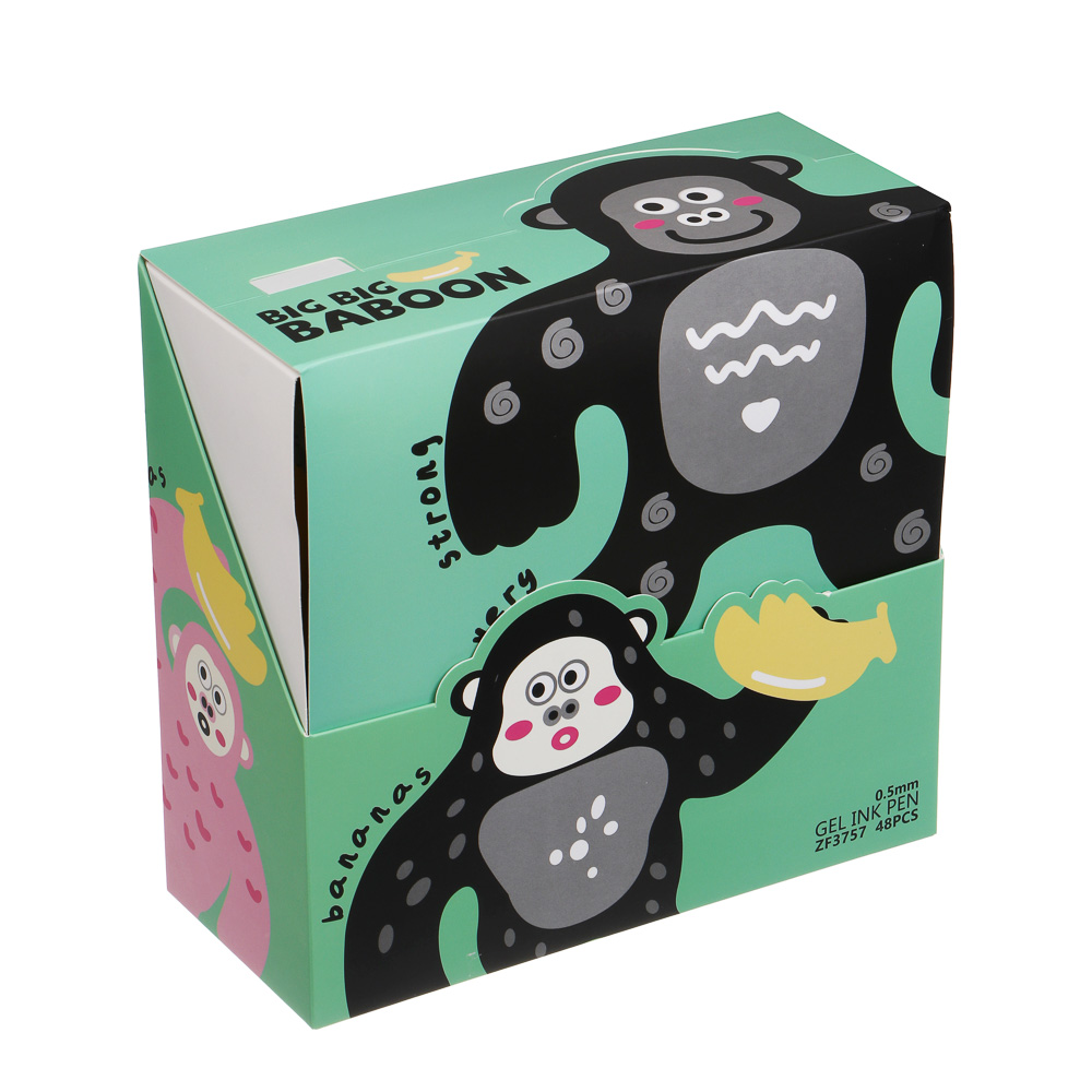 Ручка гелевая синяя 0,5мм, "Горила", силиконовый корпус, 3 вида, шоу-бокс - #9