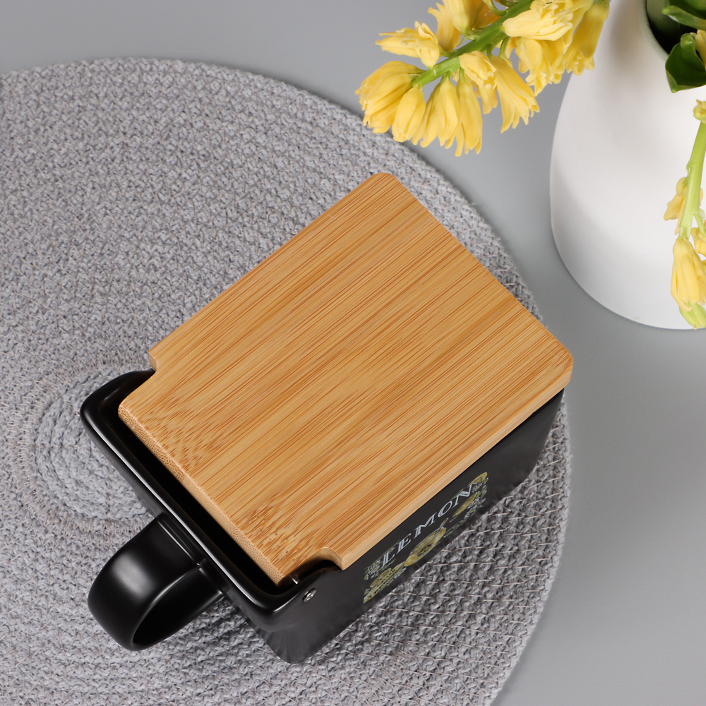 MILLIMI Лимонный курд Банка для соли, 300мл, 15,5х9х7,5см, керамика, бамбук - #8