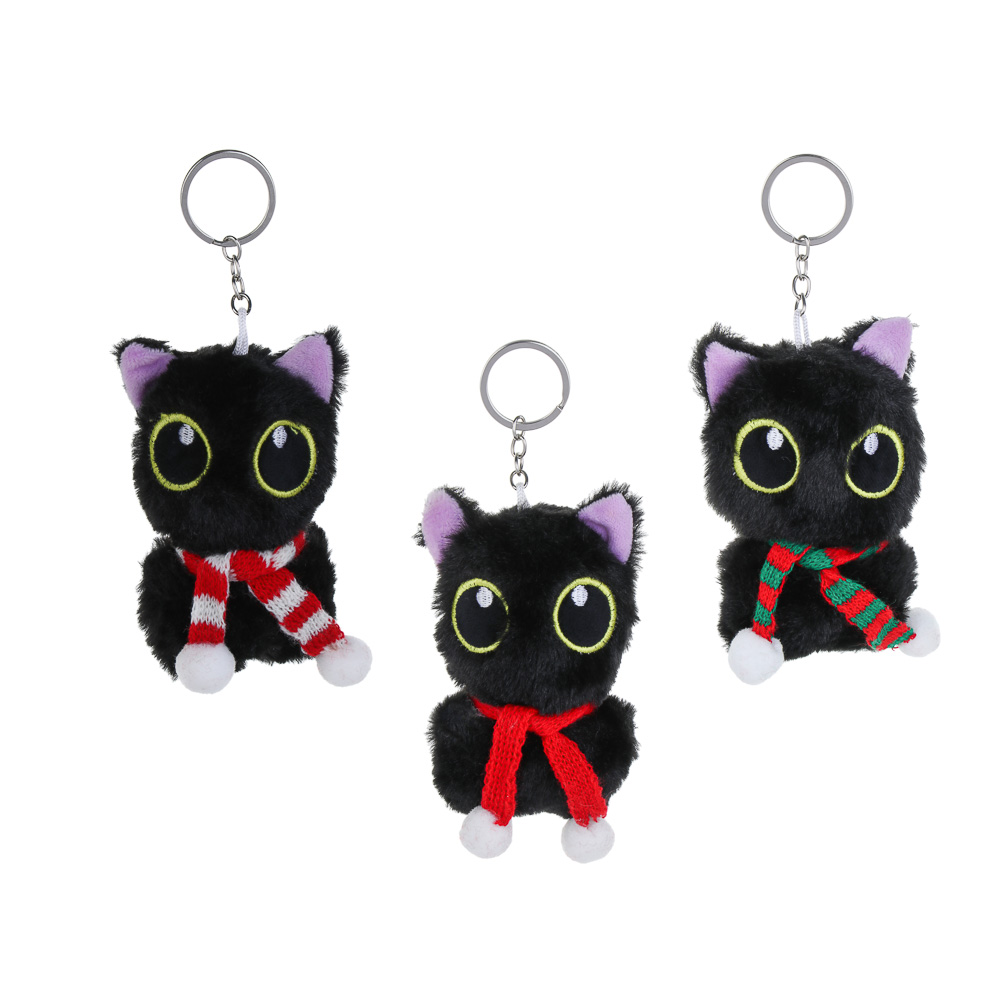 ИГРОЛЕНД Игрушка мягкая "Котик черный" 10 см, на подвесе, полиэстер, 3 вида - #1