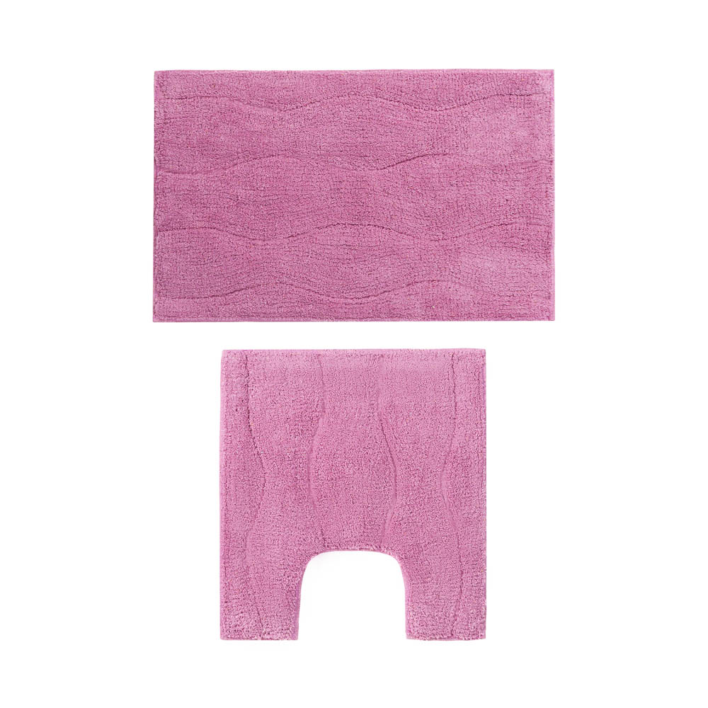 VETTA Набор ковриков для ванной и туалета 40x60+40x40 см, хлопок, вишневый (Индия) - #1