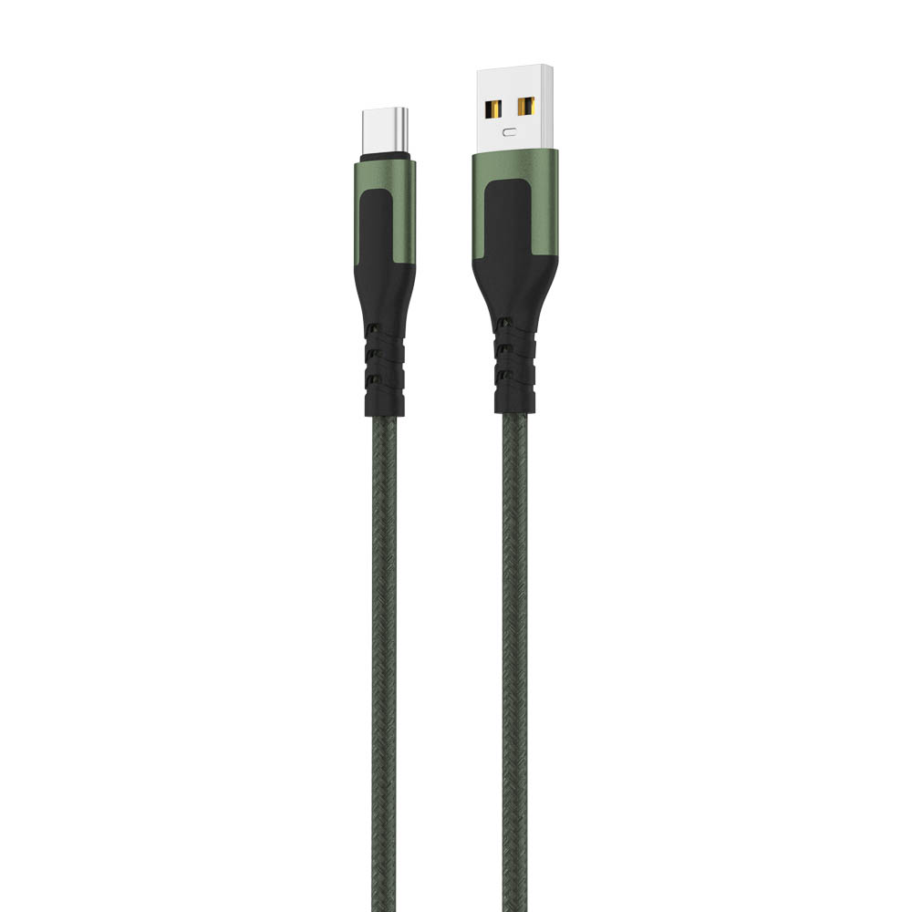 BY Кабель для зарядки Satiny Type-C, 1,5м, Быстрая зарядка 3А, QC, PD 20W, тканевый, зеленый - #3