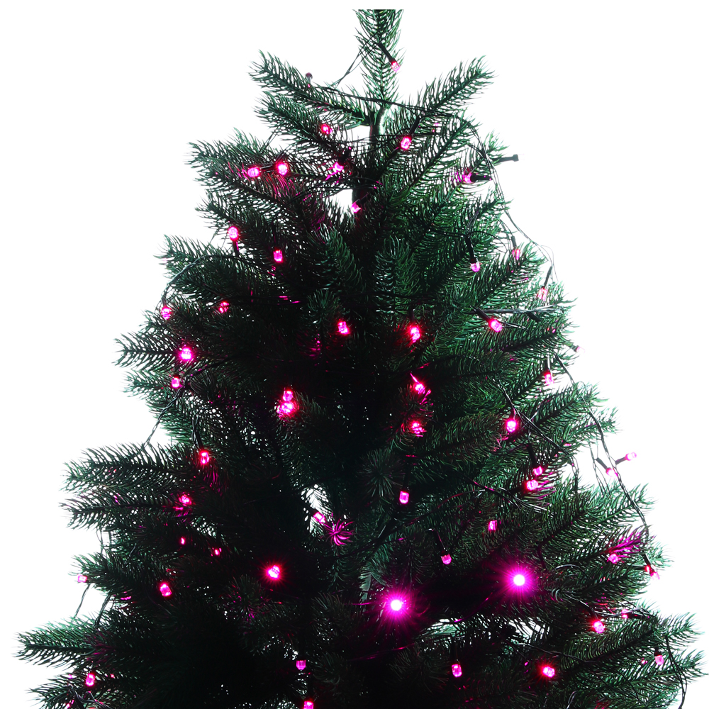 СНОУ БУМ Гирлянда эл. вьюн 10м, 100LED, розовый, 8 режимов, ПВХ черный, 220В - #9