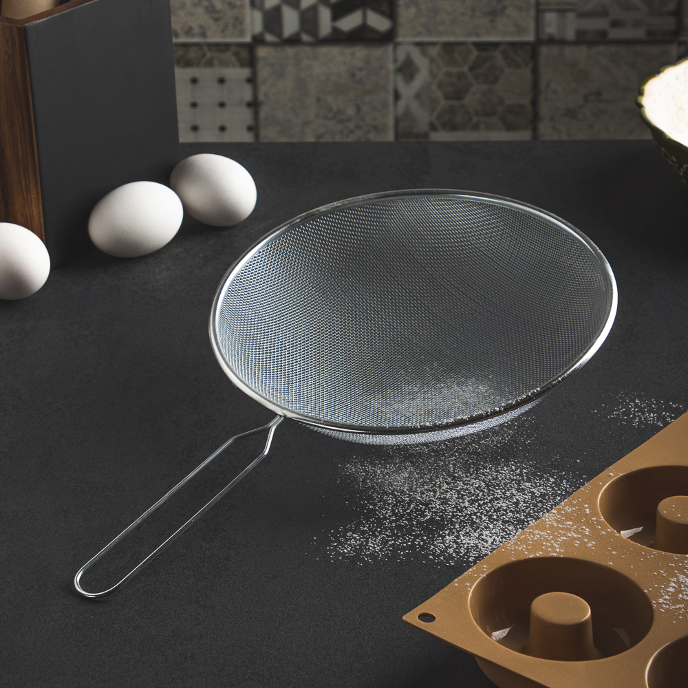 Сито с ободом и ручкой 21см, металл - #9