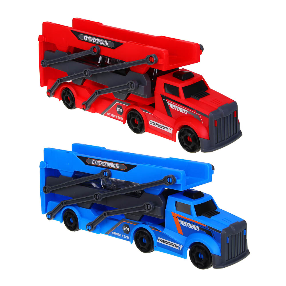 ИГРОЛЕНД Автовоз трек с запуском, РР, АБС, 28,5х8х10,5 см, 3 дизайна - #2