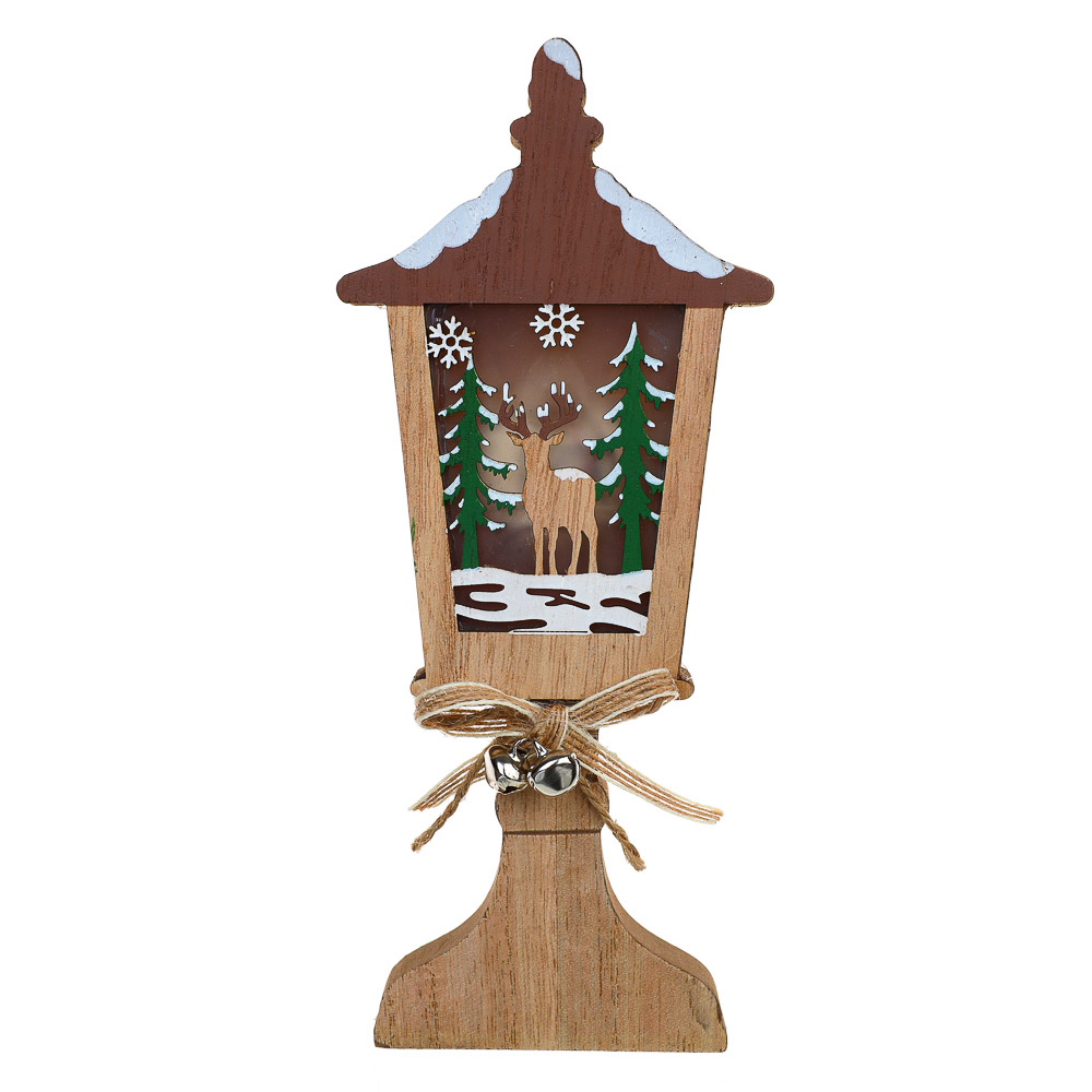 СНОУ БУМ Сувенир с подсветкой, декоративный, 2хLR44, 9x22 см, дерево, арт К14, 2 дизайна - #3
