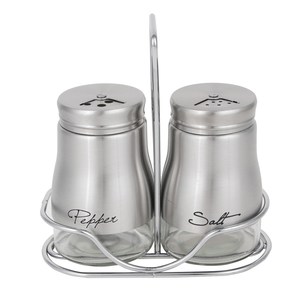 VETTA Набор солонок 2шт с подставкой "Классик" , нерж.сталь, стекло - #2