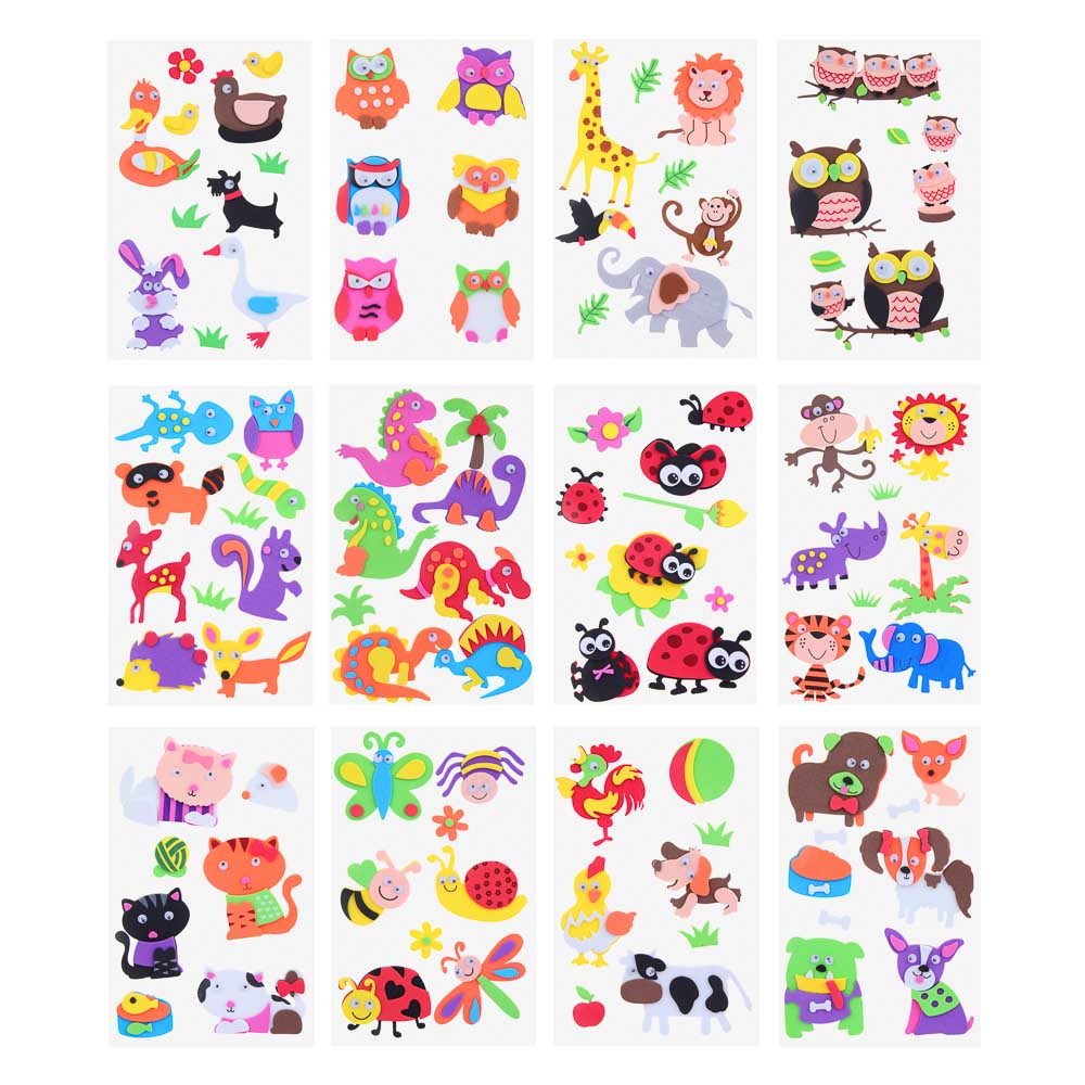 Fntastic Набор наклеек декоративных, 22x12,5 см, ПЕВА, животные, 12 дизайнов - #1
