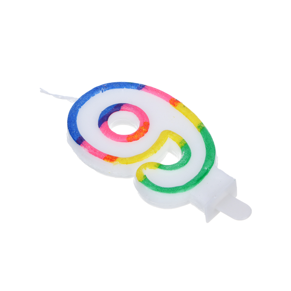 Капитан Весельчак Свеча для торта в форме цифры, с подставкой (9), парафин, PP - #3