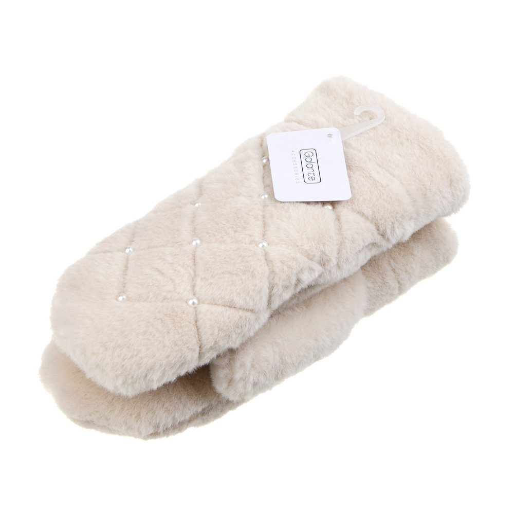 GALANTE Рукавицы женские из эко меха с искусст.жемчугом, р-р 18-20, 2 цвета, СЗПВ24-44 - #6