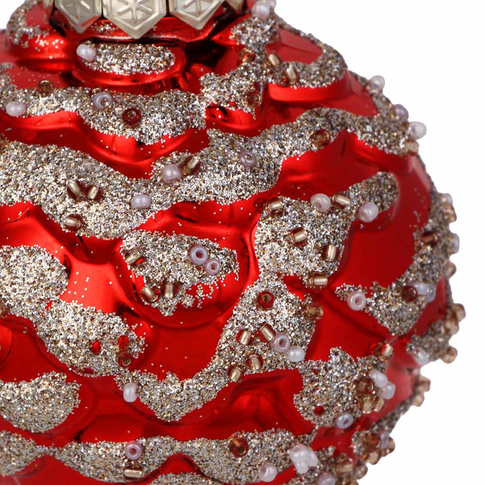 СНОУ БУМ Шар пластик 8 см, красный с позолотой, 26-466 - #3