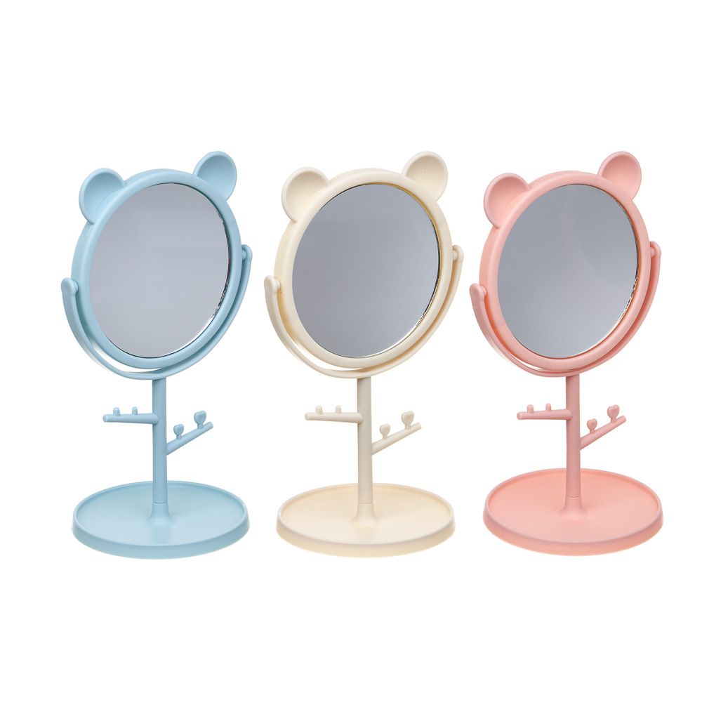 Зеркало настольное тм ЮНИLOOK, с подставкой, пластик, стекло, высота 20 см, диаметр 10,5см, 3 цвета - #1