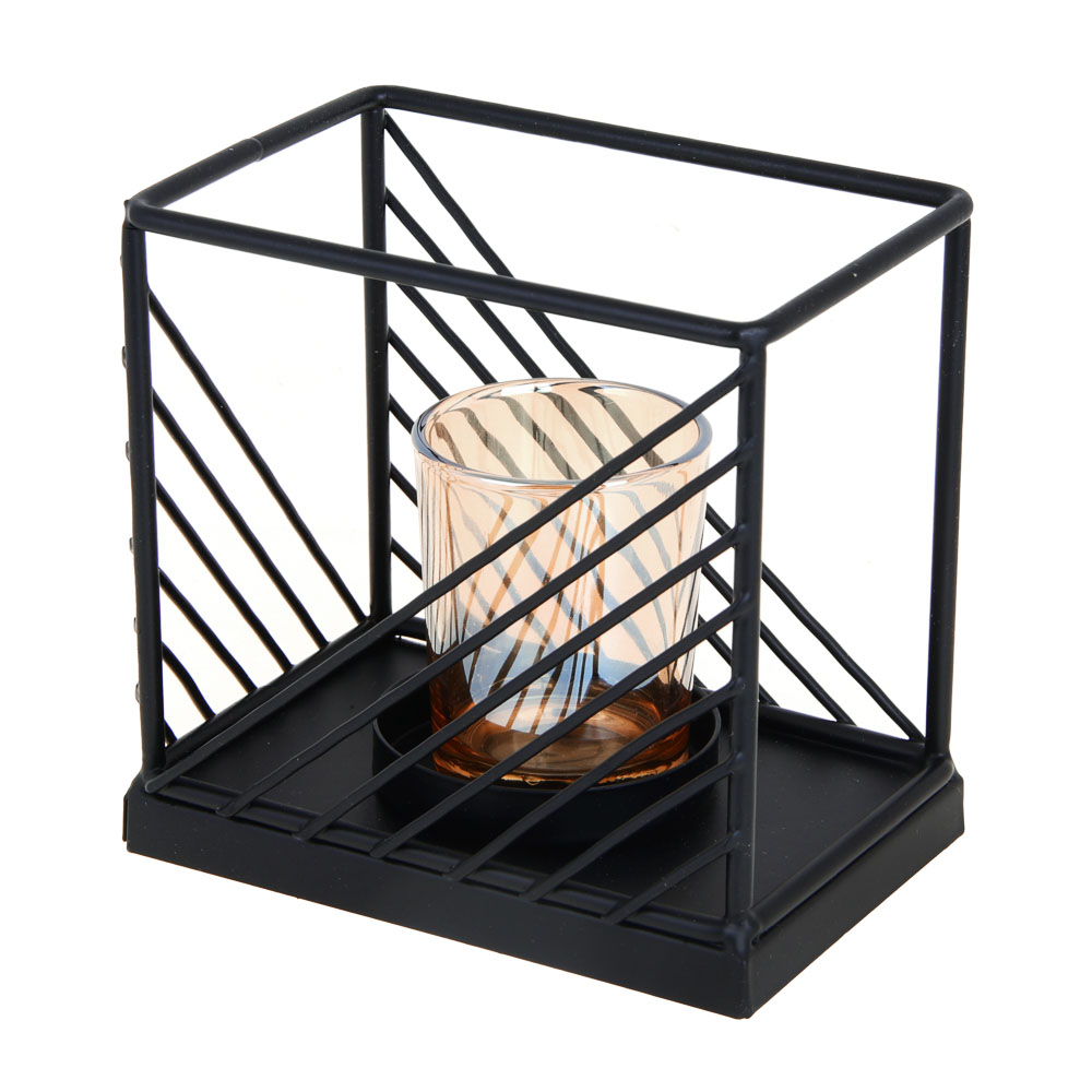 Подсвечник металлический со стеклянной чашей, 12х8х12 см - #5