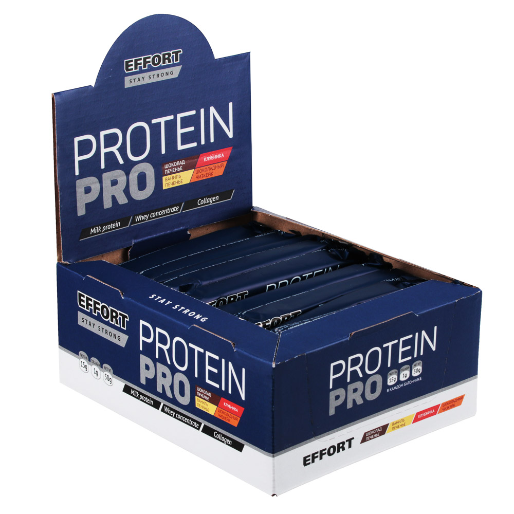 Батончик Effort Protein pro, 50г, 2 вида: шоколад печенье / ваниль печенье - #1