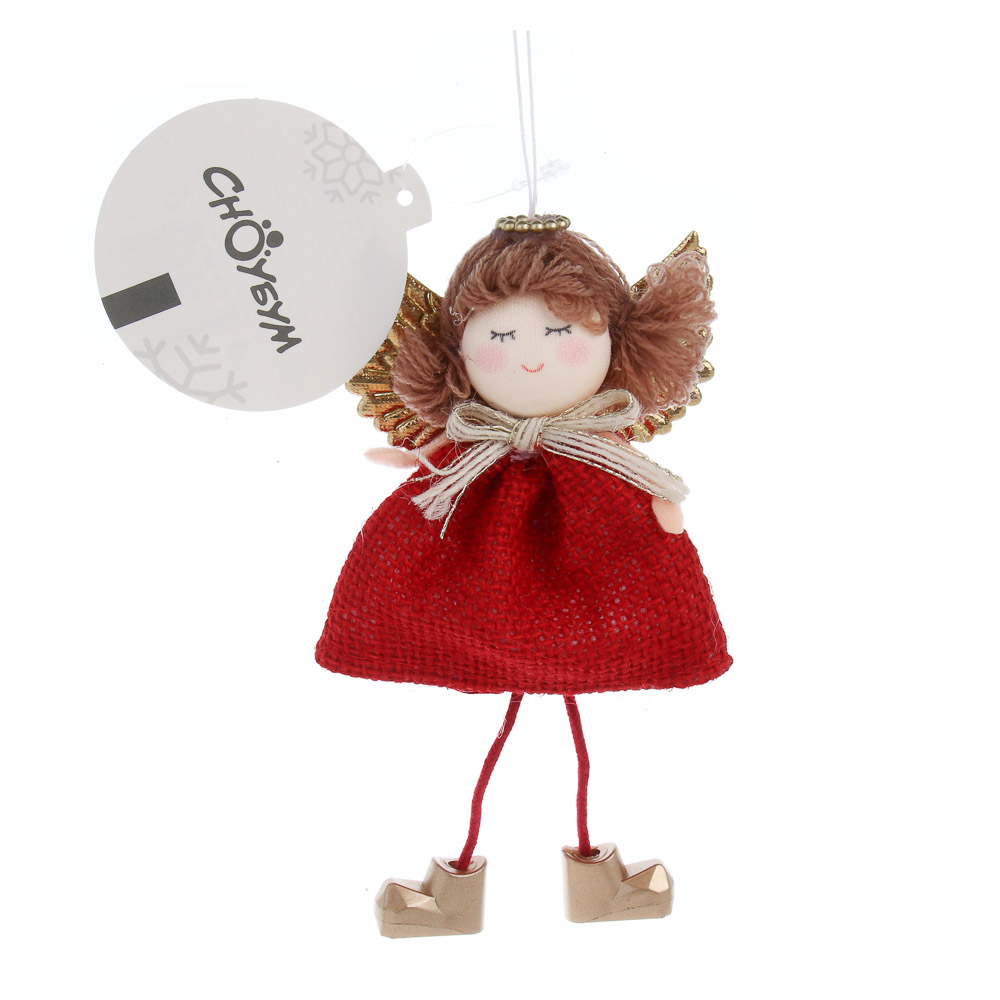 СНОУ БУМ Сувенир елочный Ангел 15 см, полиэстер, красный, 3 вида - #5