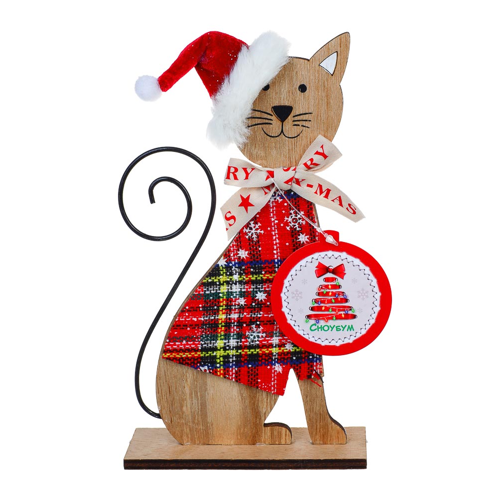СНОУ БУМ Сувенир в виде кошки, 16,5x22 см, дерево, полиэстер - #5