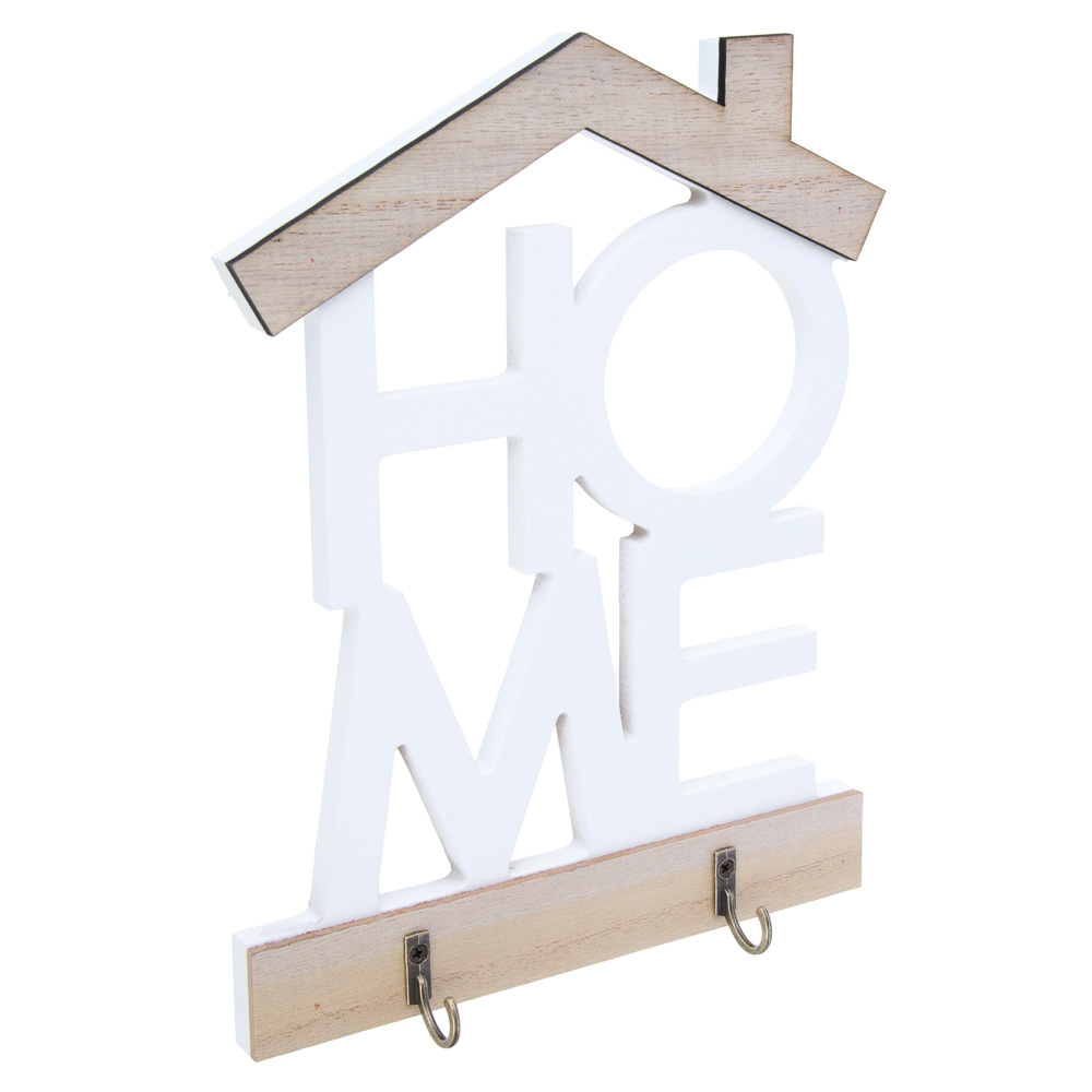 Ключница открытого типа HOME на 2 крючка, 18,5x3,5x24 см, МДФ, цвет белый - #2