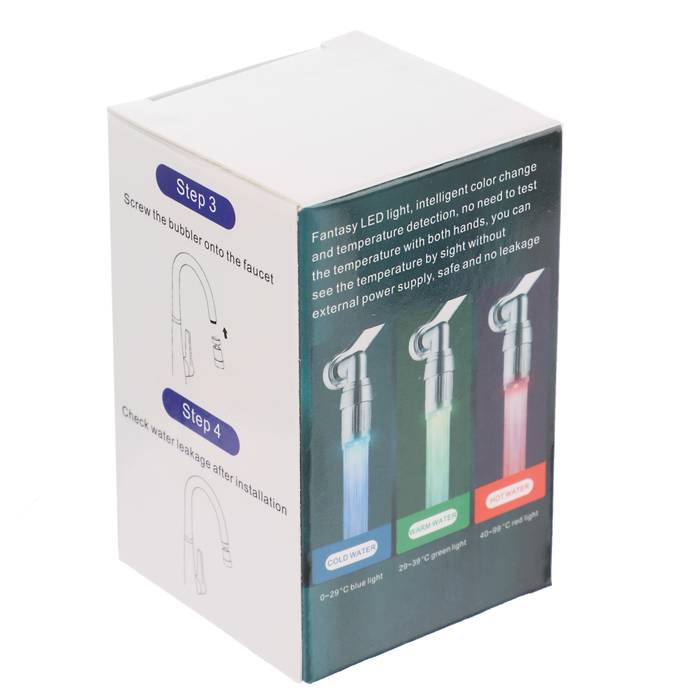 Аэратор-насадка для смесителя, LED, 3 цвета, пластик, хром - #8