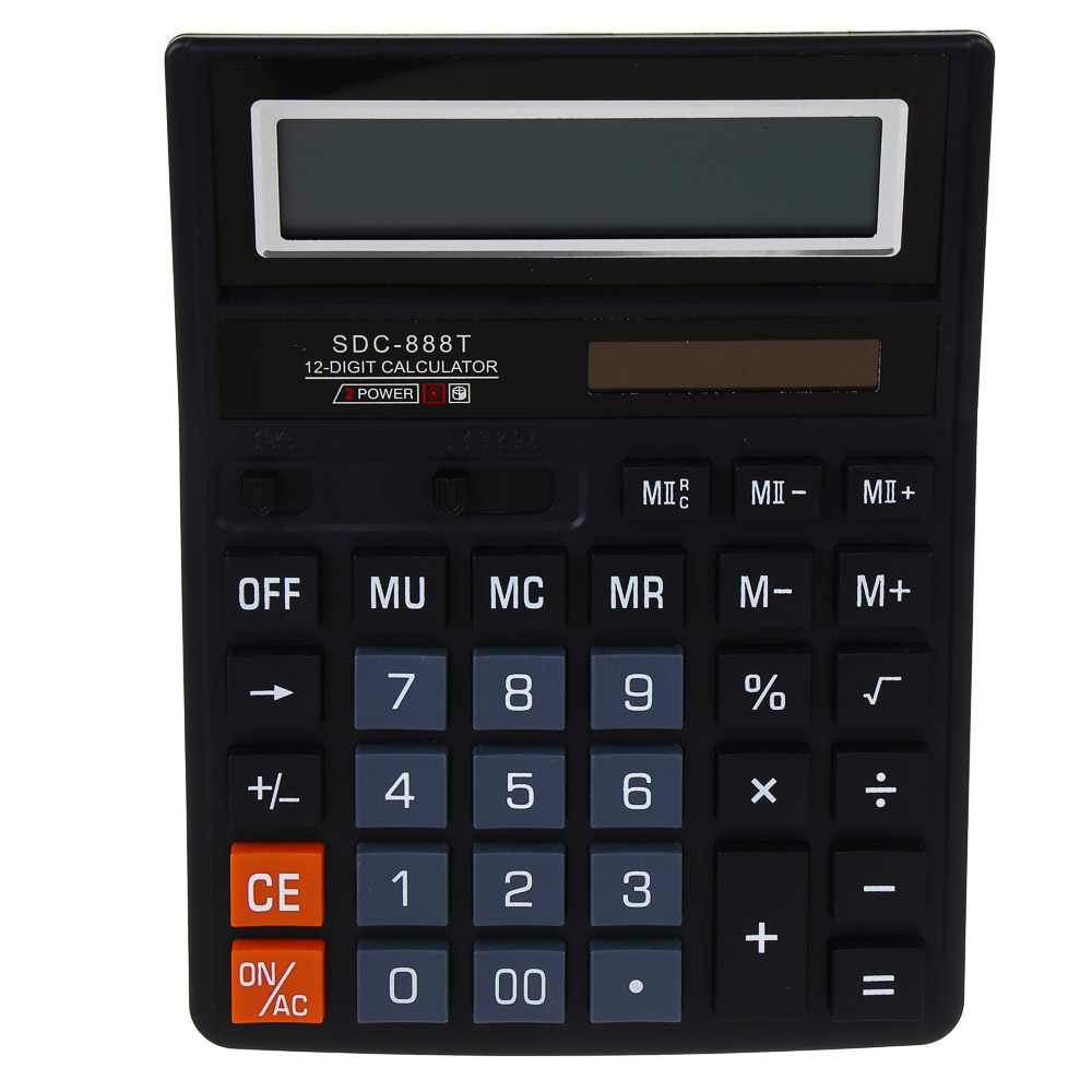 ClipStudio Калькулятор 12-разр, 888, 18,8х14,4 см, пластик, цвет черный, цвет.коробка - #4