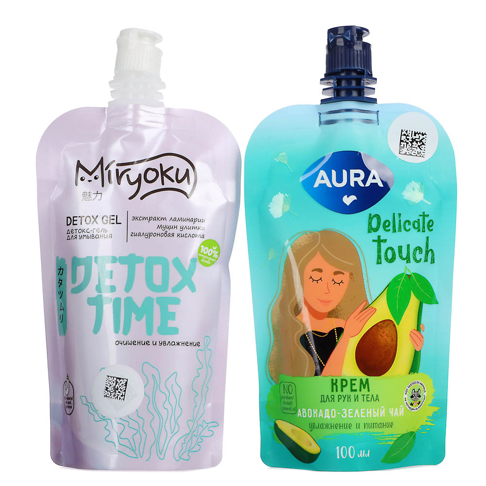 Подарочный набор женский:Крем д/рук и тела Aura,100мл+Детокс-гель д/умывания MIRYOKU,100мл - #2