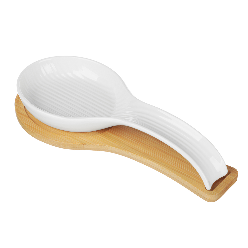 Подставка под ложку тм MILLIMI, 24х9,5х4,5см, фарфор, бамбук - #1