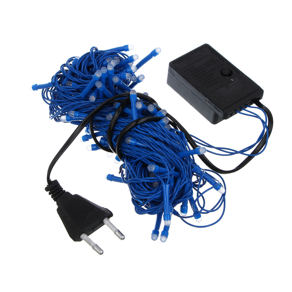 СНОУ БУМ Гирлянда эл. вьюн 10м, 100LED, синий, 8 режимов, ПВХ синий, 220В - #1