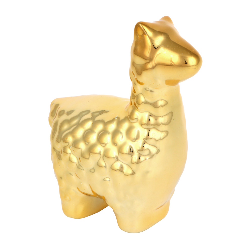 Фигурка декоративная Лама, 7,5х4х8,8 см, керамика, цвет золото - #1