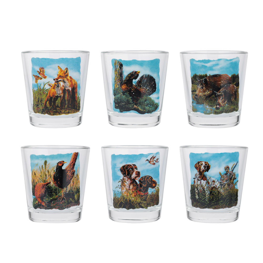 Набор Охота штоф 0,5л + стопки 50мл 6шт, стекло, с декором - #6