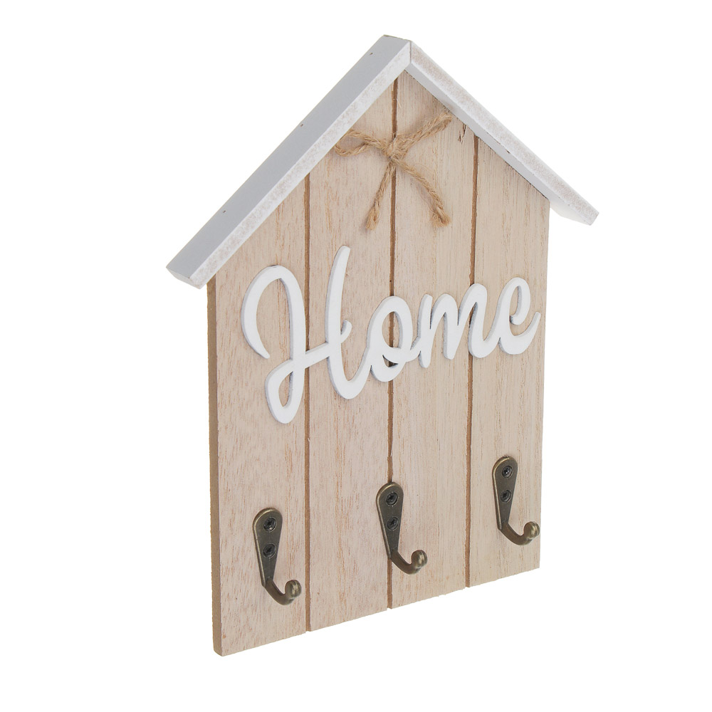 Ключница открытого типа HOME на 3 крючка, 16х20 см, МДФ, металл - #2