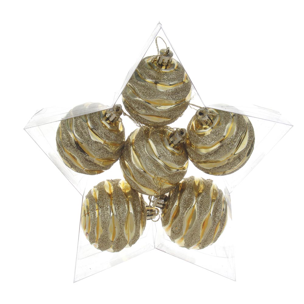 СНОУ БУМ Набор шаров 6 см, 6 шт, золото, 26-197 - #3