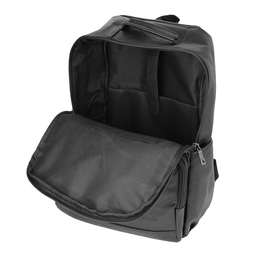 Рюкзак универсальный 40x28x13см, 1 отделение, 4 кармана, искусственная кожа, черный - #5