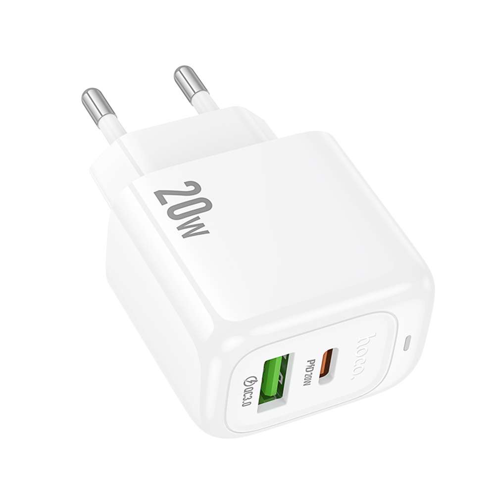 hoco. Зарядное устройство модель CS54A, USB-С PD 20W+QC3.0, цвет: белый - #5