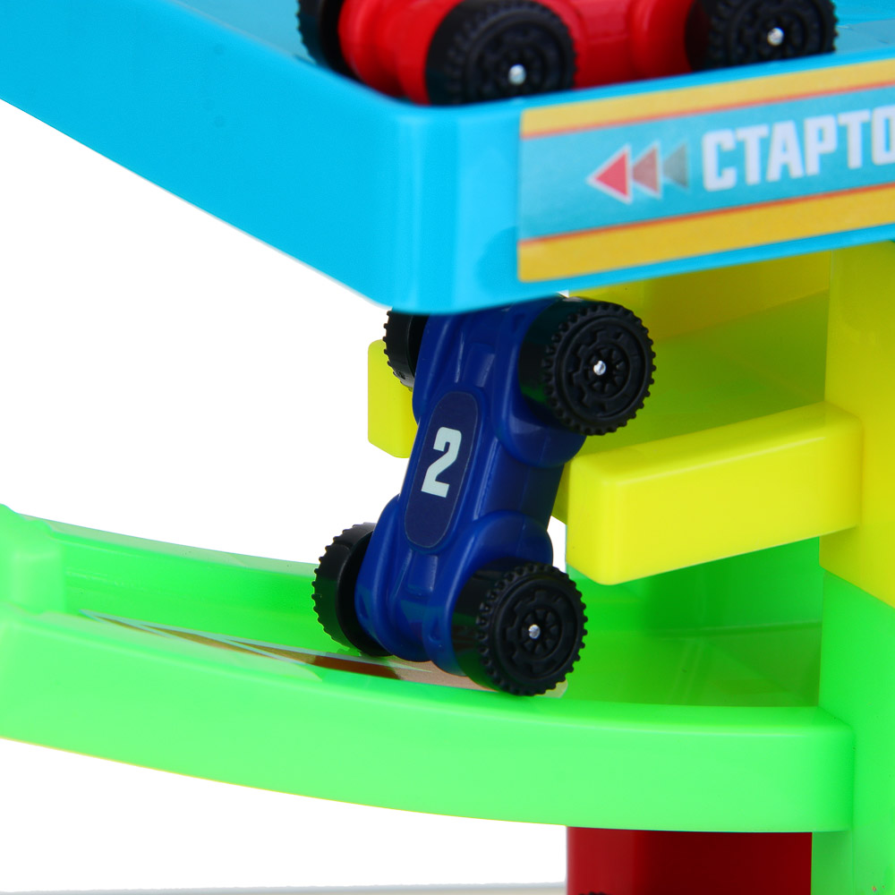 ИГРОЛЕНД Автотрек "Гонки", пластик, 4 машинки, 21,5х22х5 см - #7