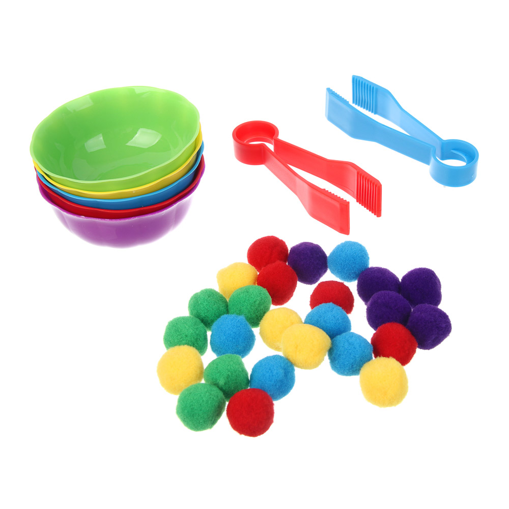 Развивающий набор ИГРОЛЕНД тарелочки, шарики, пинцет, PP, текстиль, 13х19х3см - #7