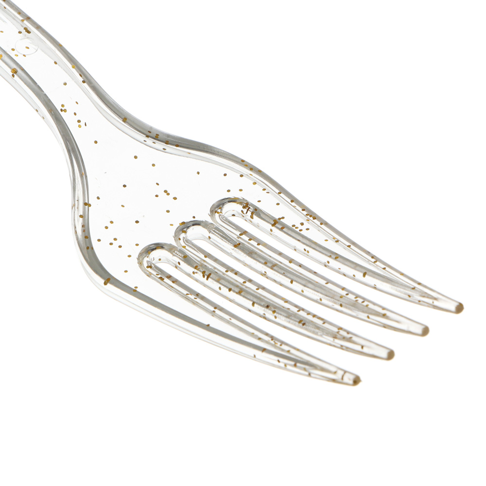 Набор столовых приборов одноразовых тм Fntastic, 20 шт, пластик, золото, вилки, ложки - #2