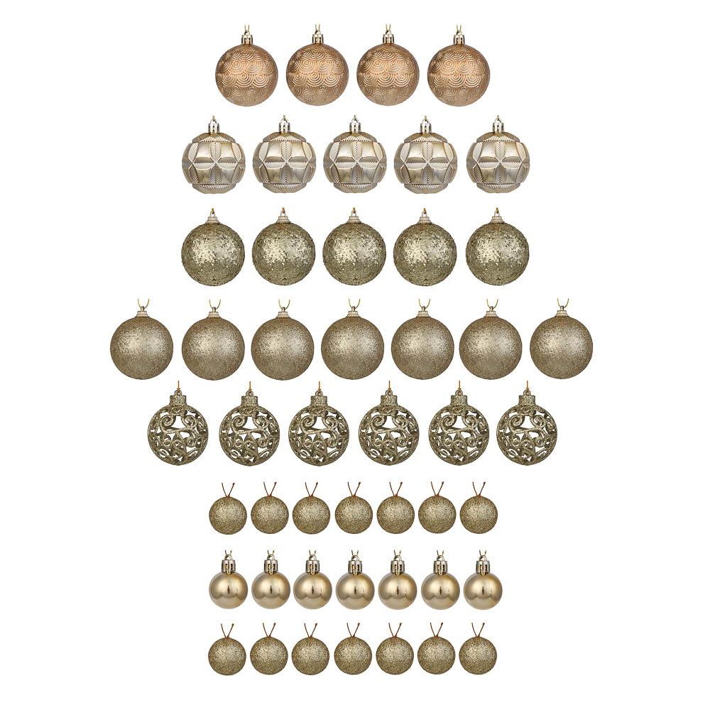 СНОУ БУМ Набор шаров и украшений 48 шт, 6см, золото - #1