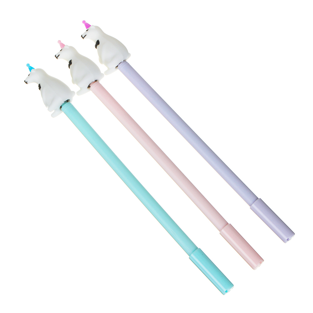 Ручка гелевая синяя, с вращающимся наконечником в форме мишки, пластик, 21см, 3 цвета корпуса - #1