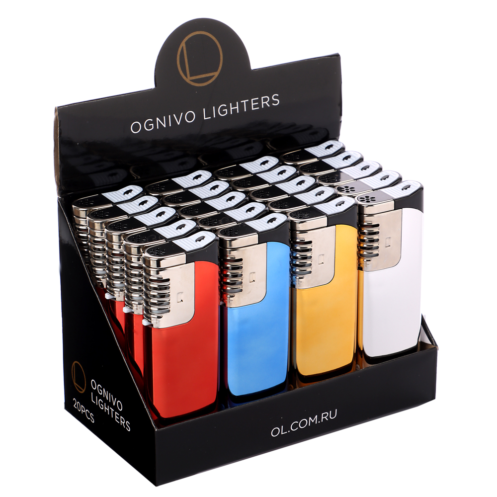 Зажигалка TF 685 OGNIVO-LIGHTER (JET пламя, Турбо, 20 шт/бл, 4 цвета в асс, металлик) - #6