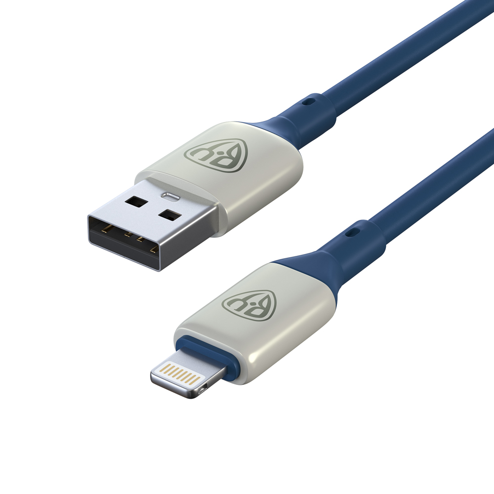 BY Кабель для зарядки Space Cable Pro iP, 2.4А, 1м, Быстрая зарядка, штекер металл, синий - #4