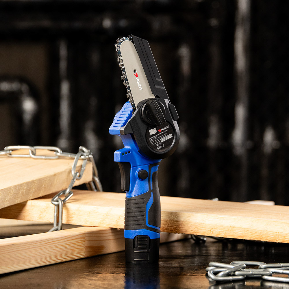 РОКОТ Электропила аккумуляторная цепная 12В, 100 мм, 2.0 А*ч, Li-Ion, 5м/с, ЗУ - #15