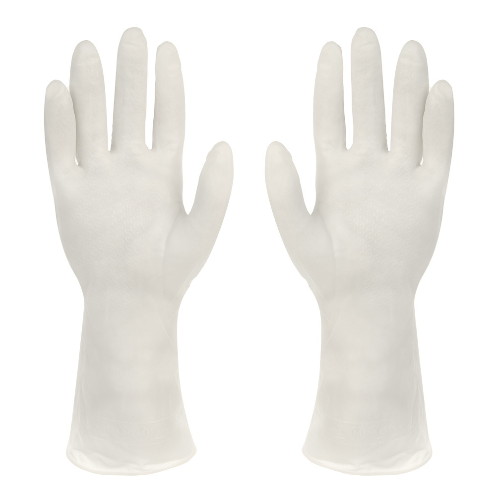 Перчатки хозяйственные ультра-прочные, тм VETTA, ПВХ, 55 гр, размер M, цвет белый, поливинилхлорид - #4