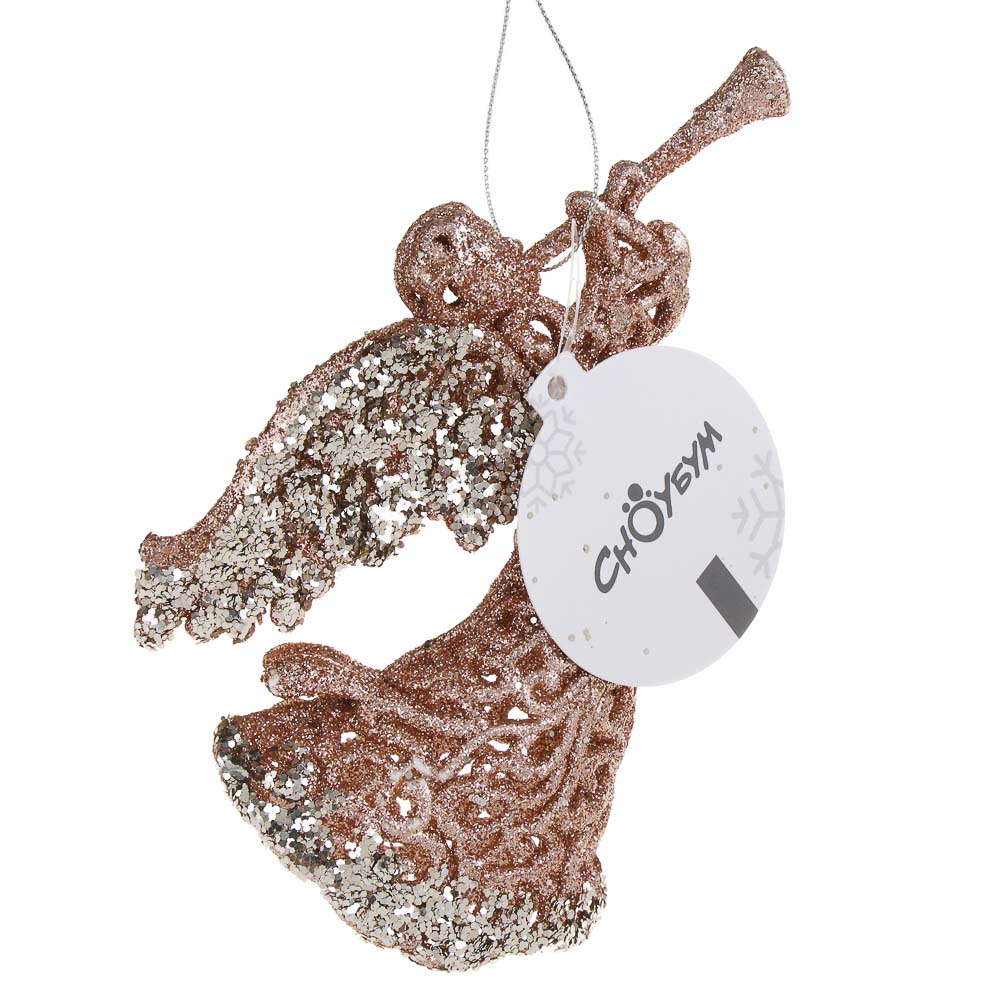 СНОУ БУМ Декоративная подвеска "Ангел" 16 см, пластик, глиттер - #4