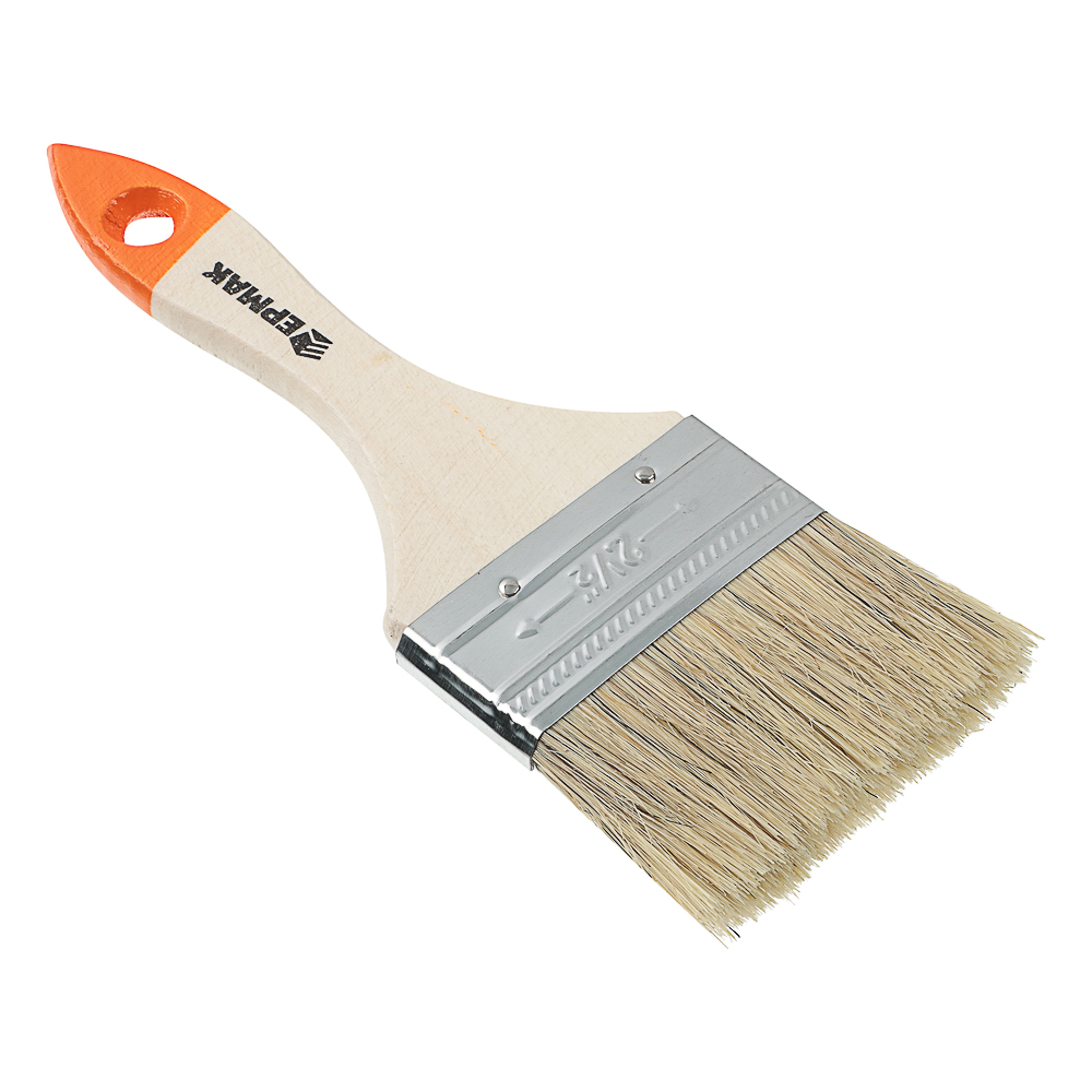 ЕРМАК/HEADMAN Кисть малярная плоская "Бейсик" нат. щетина 2,5" (63мм) - #2