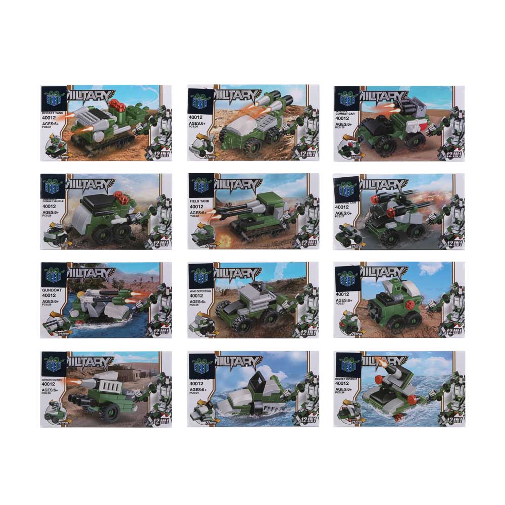 ИГРОЛЕНД Конструктор "Военная техника" 12 в 1, 13х3х7,5 см, ABS, 12 видов - #2