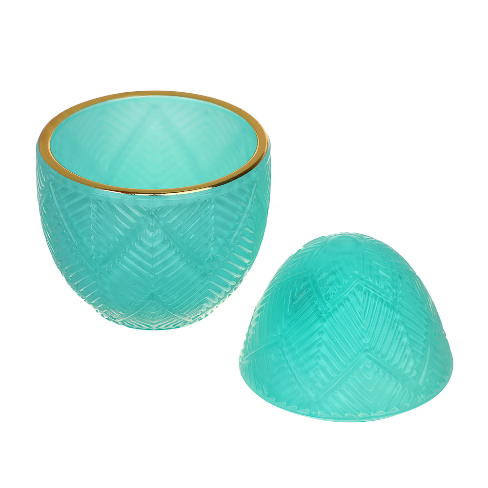 Шкатулка стеклянная в виде яйца, 8x12 см, цвет бирюзовый - #3