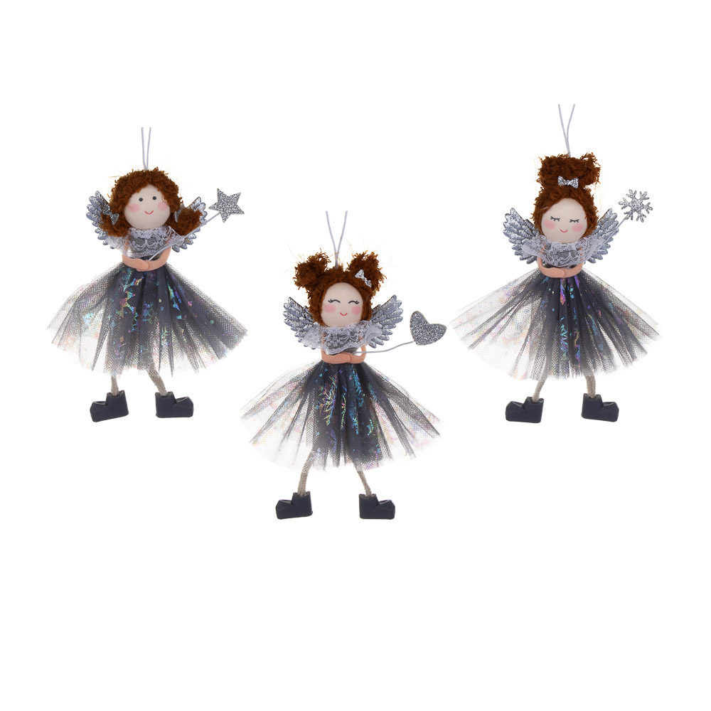 СНОУ БУМ Сувенир елочный Ангел 17см, полиэстер, серебро, 3 вида - #1