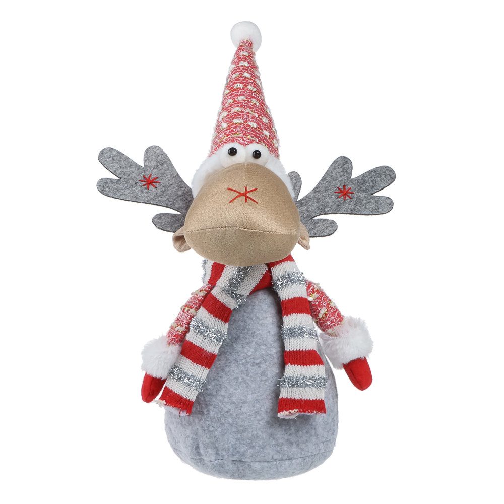 СНОУ БУМ Фигура декоративная "Лось" 39 см, полиэстер, красный, серый - #2