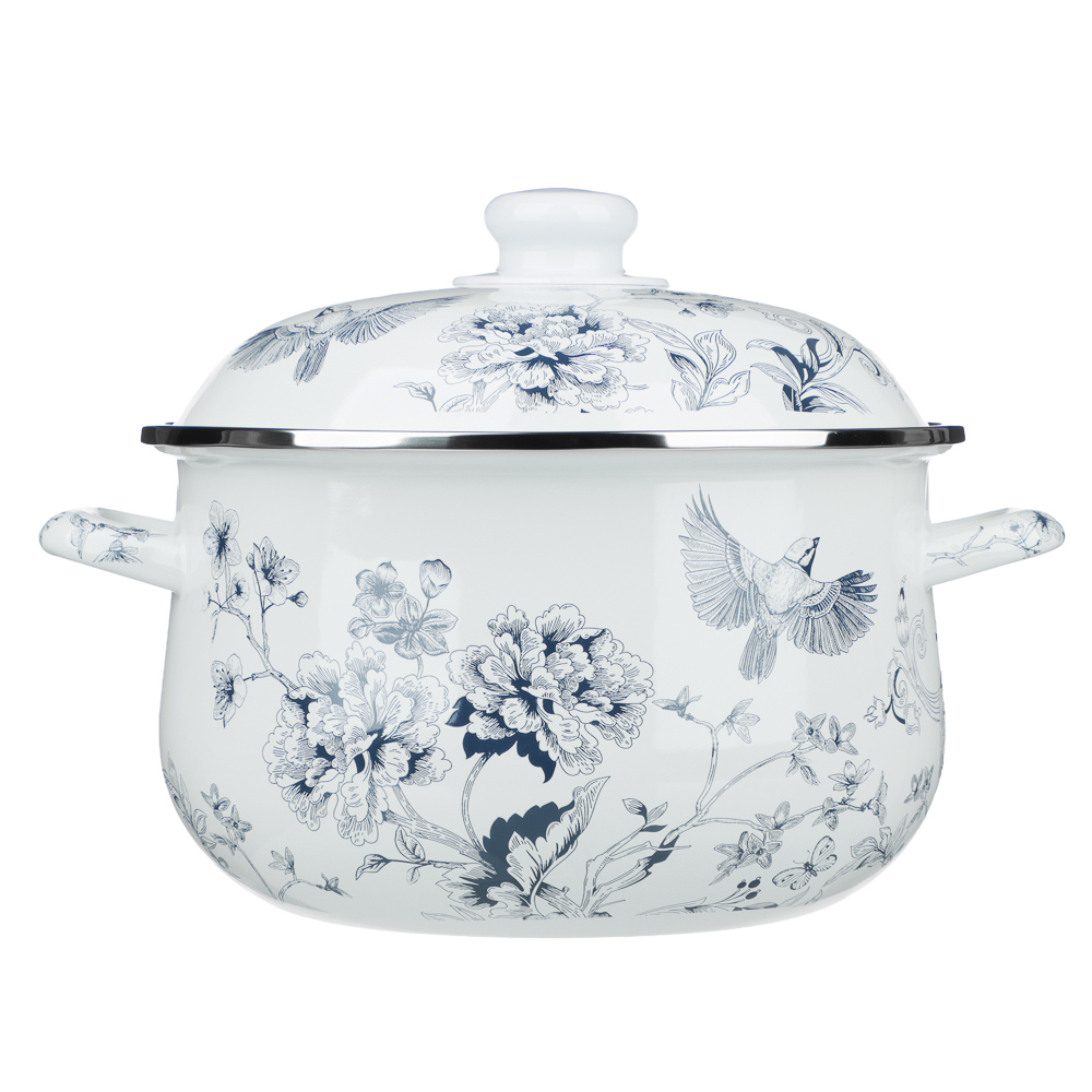 Кастрюля эмалированная тм VETTA Флорал, 24см, 5л, индукция - #1