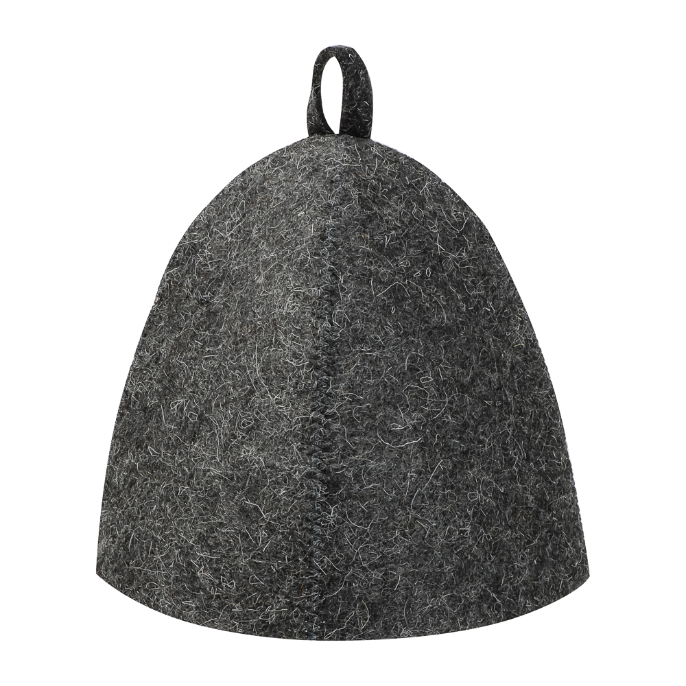 Набор банный ЭКОНОМ 2 предмета без вышивки (шапка, коврик) в пакете, войлок белый/серый - #5