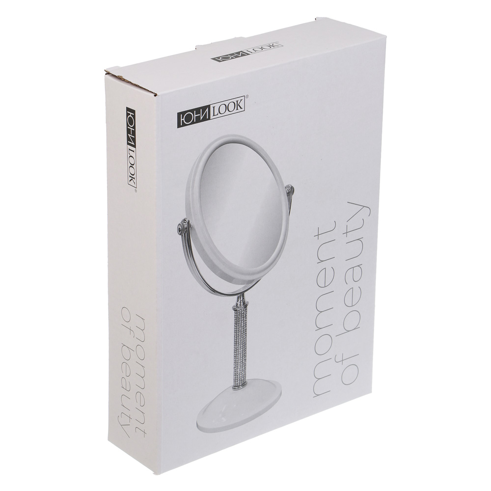 ЮНИLOOK Кристал Зеркало настольное на подставке, пластик, стекло, высота 30см, 16х13см, белый - #4